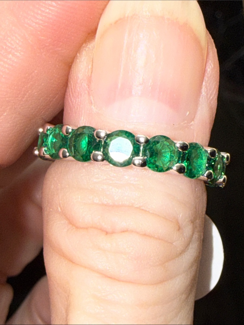 Emerald Green 925 Sterling Silver Eternity Band NEW